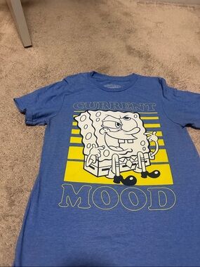 SpongeBob Squarepants Blue Short Sleeve Tee with Yellow Graphic